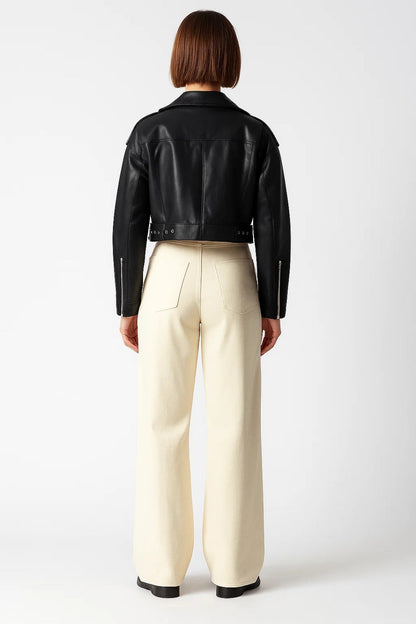 Korte Bikerjas | Zwart met Ritsdetails