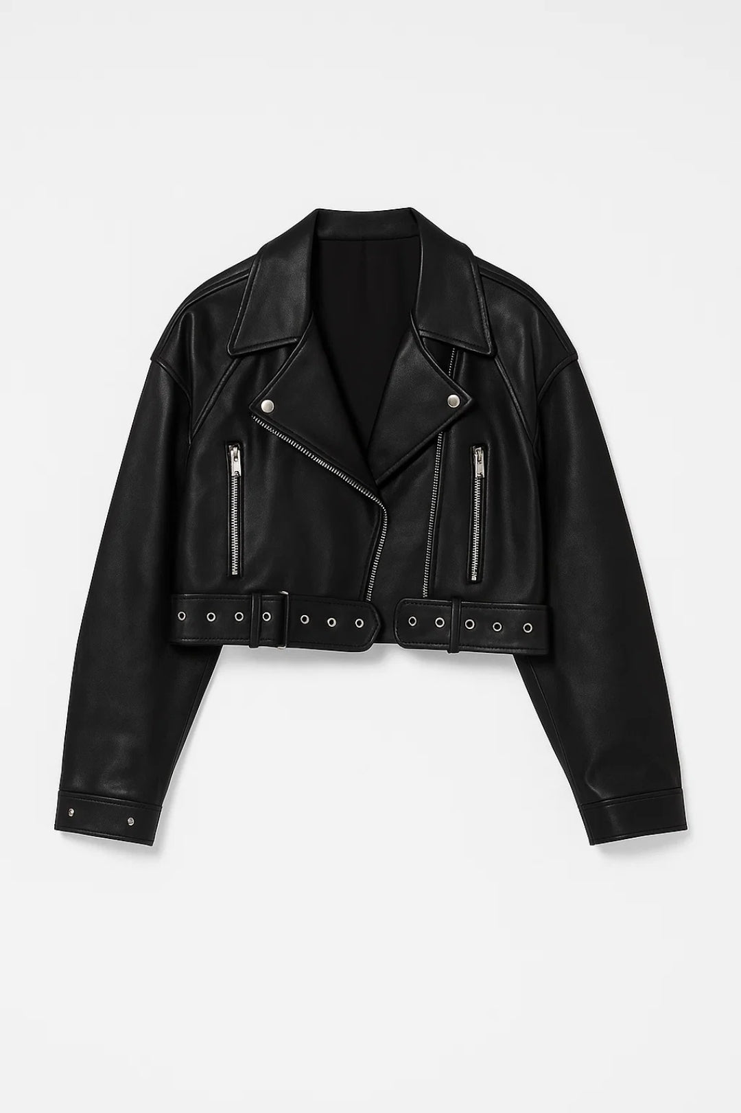 Korte Bikerjas | Zwart met Ritsdetails