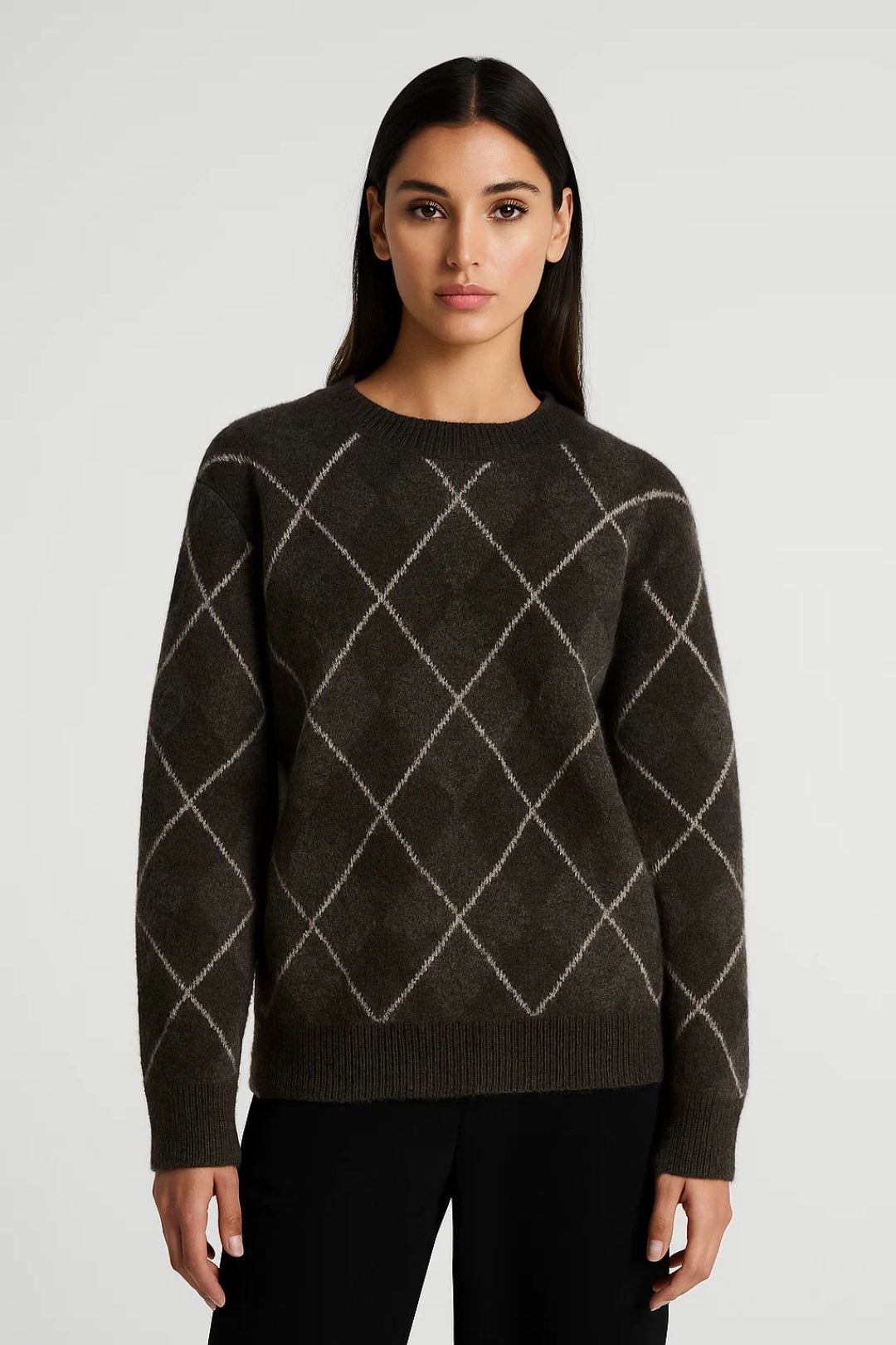 Trui Dames | Klassiek Ruitpatroon en Ronde Hals | Stijlvol en Comfortabel