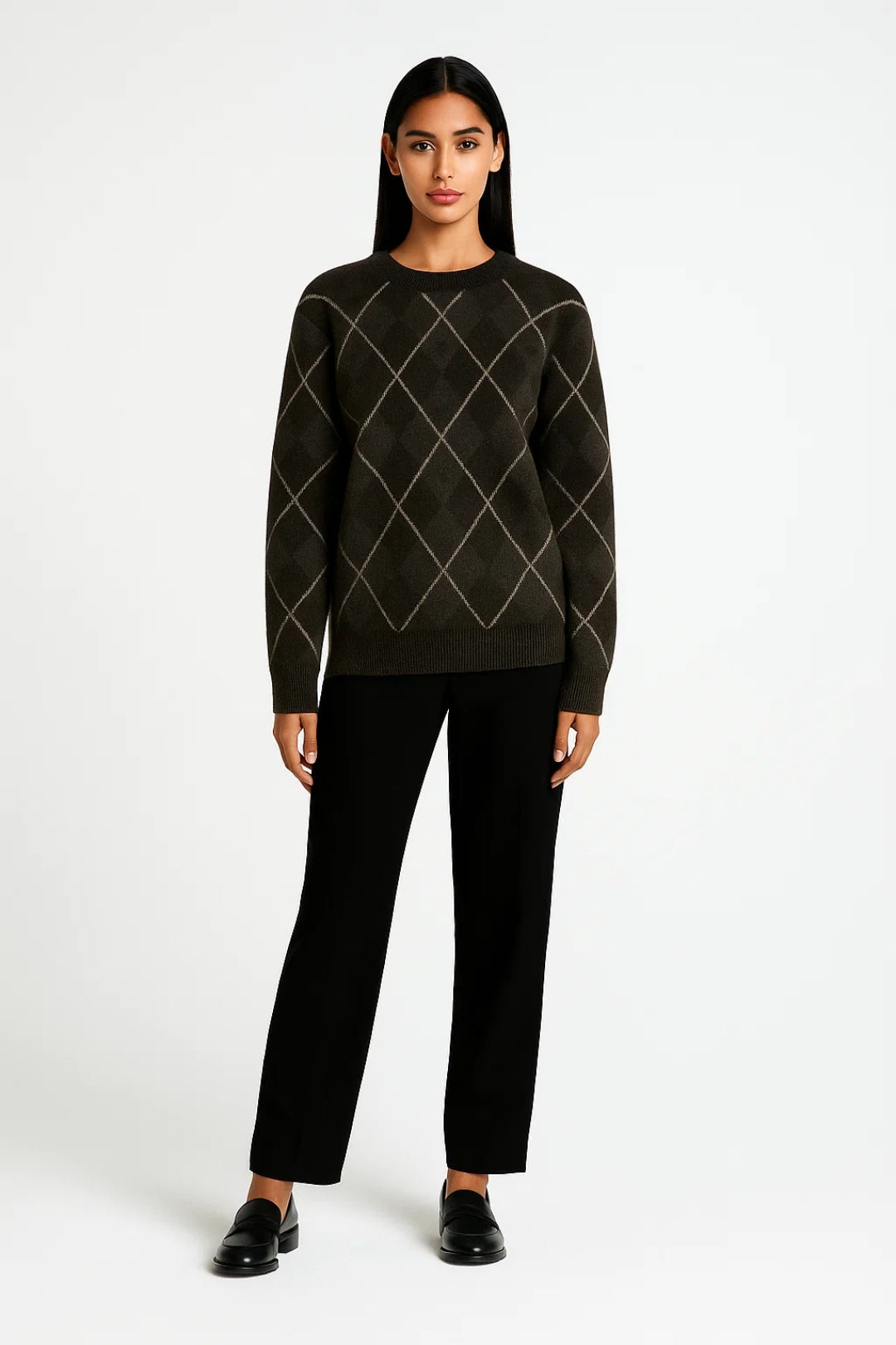 Trui Dames | Klassiek Ruitpatroon en Ronde Hals | Stijlvol en Comfortabel