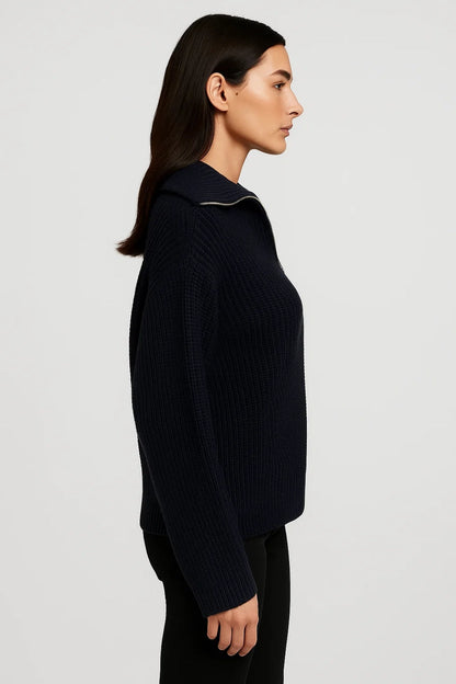 Gebreide Trui met Ritskraag | Wafelstructuur | Warm & Casual