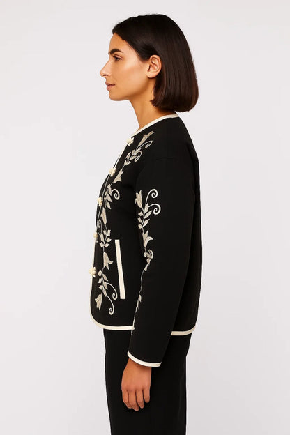 Geborduurd Damesjack | Kort Model met Decoratieve Sluiting | Elegant en Artistiek