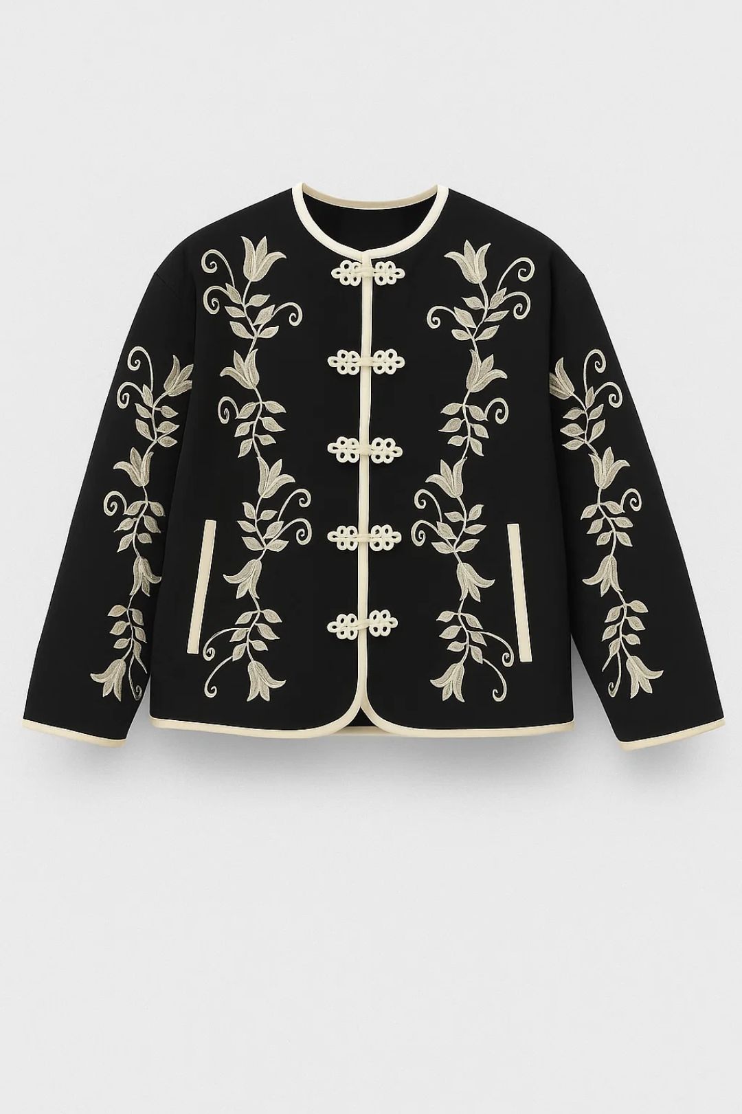 Geborduurd Damesjack | Kort Model met Decoratieve Sluiting | Elegant en Artistiek