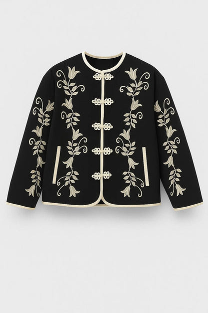 Geborduurd Damesjack | Kort Model met Decoratieve Sluiting | Elegant en Artistiek