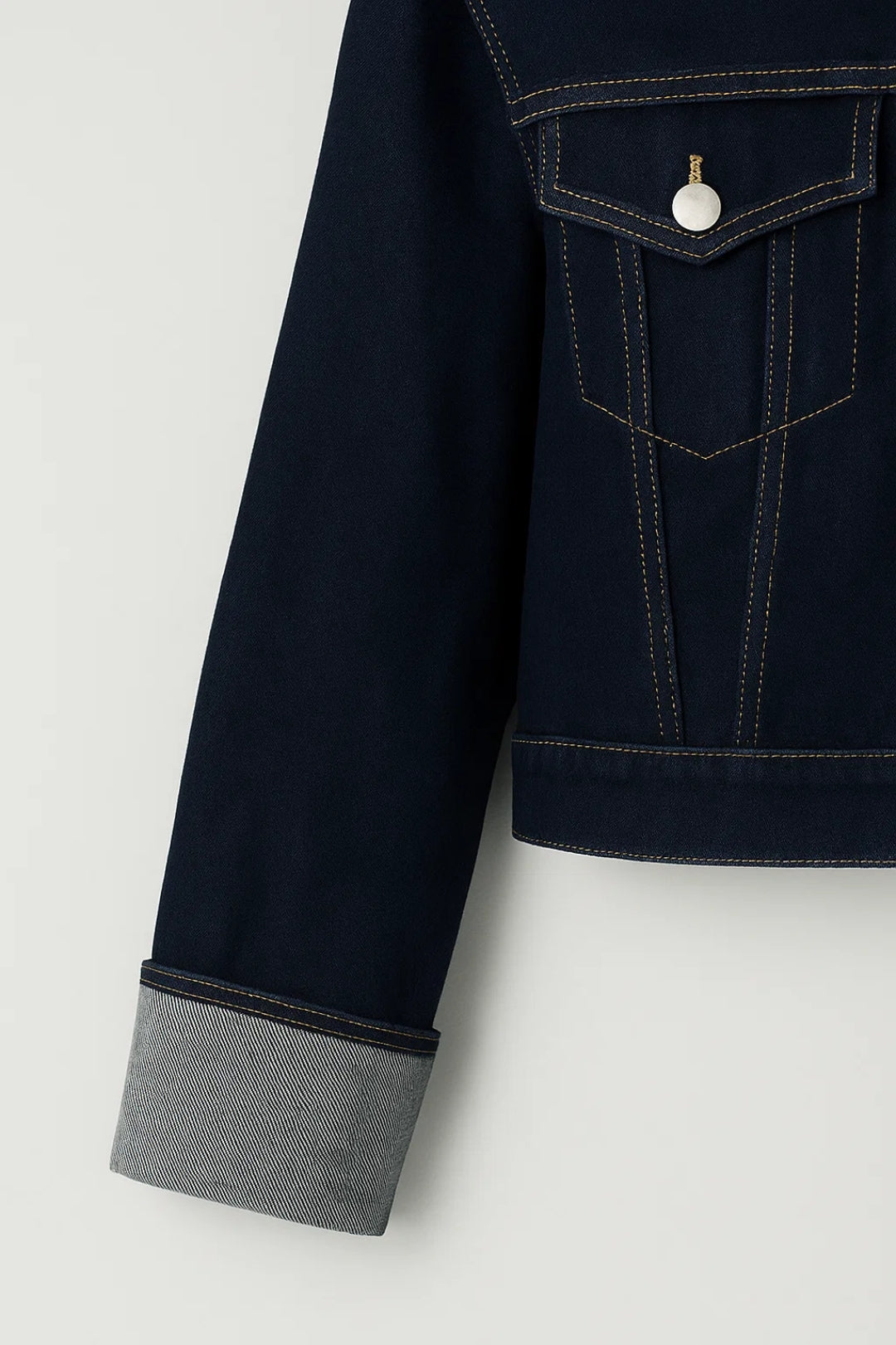 Cropped Spijkerjack | Donkerblauw Denim | Met Opgestikte Zakken