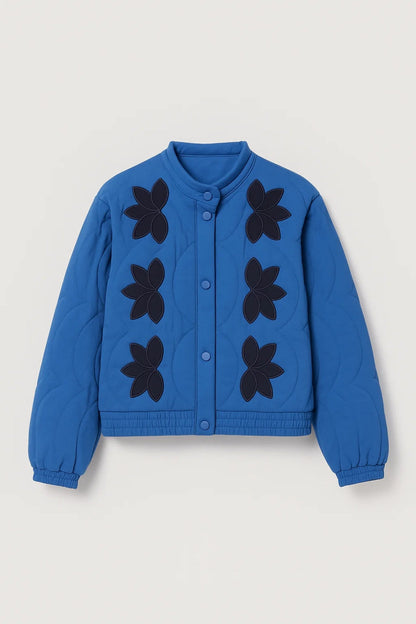 Geborduurde Jassen Collectie | Damesjack met Bloemenpatroon en Drukknoopsluiting | Lichtgewicht en Ademend