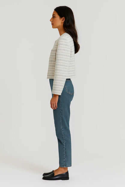 Bouclé Jassen Collectie | Damesjack met Parelknoopsluiting en Luxe Textuur | Lichtgewicht en Ademend