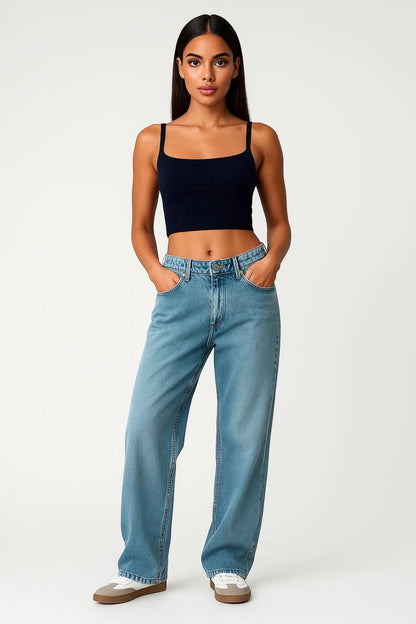 Jeans met wijde pijpen en lage taille | Lichtblauw denim | Casual en relaxte look