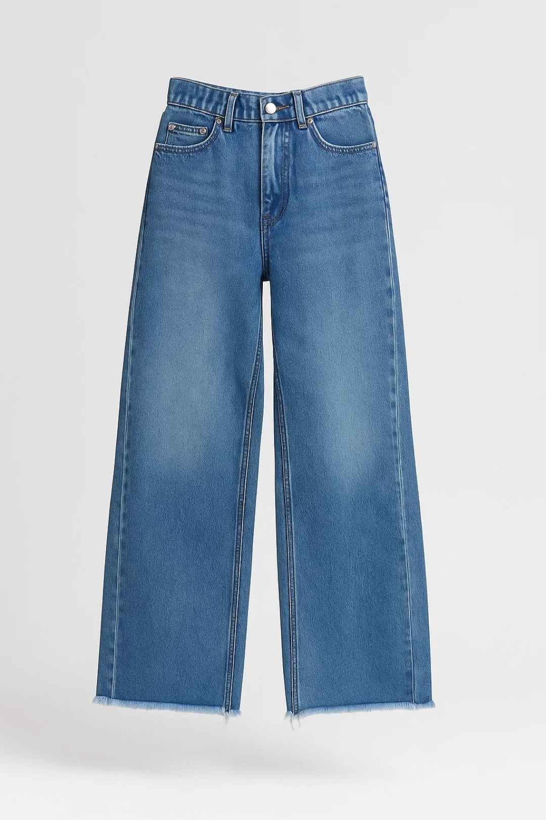 Flared jeans met rafelige zoom | Hoge taille | Intens donkerblauw denim