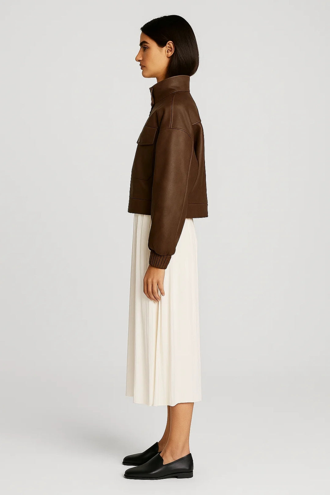 PU Jassen Collectie | Damesjack met Opstaande Kraag en Klepzakken | Lichtgewicht en Ademend