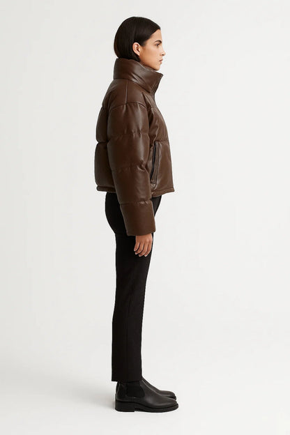 Gewatteerde Damesjas | Hoge Kraag en Verborgen Sluiting | Warm en Modern