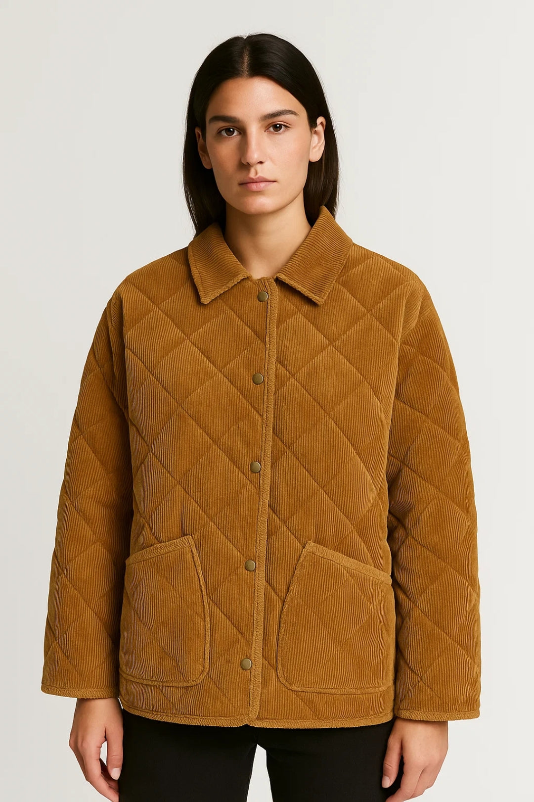 Gewatteerde Jassen Collectie | Damesjack van Ribstof met Drukknoopsluiting | Lichtgewicht en Ademend