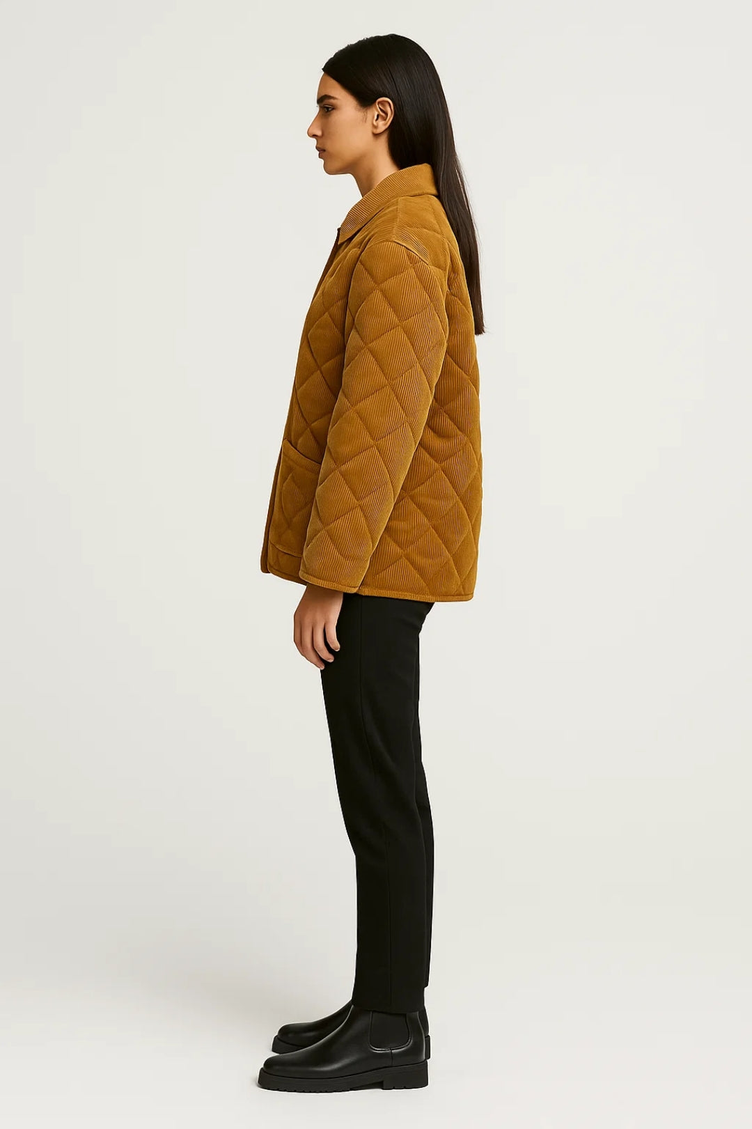 Gewatteerde Jassen Collectie | Damesjack van Ribstof met Drukknoopsluiting | Lichtgewicht en Ademend