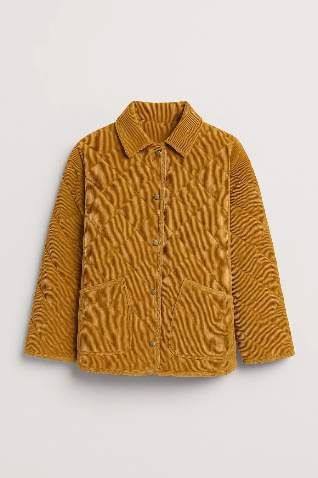 Gewatteerde Jassen Collectie | Damesjack van Ribstof met Drukknoopsluiting | Lichtgewicht en Ademend