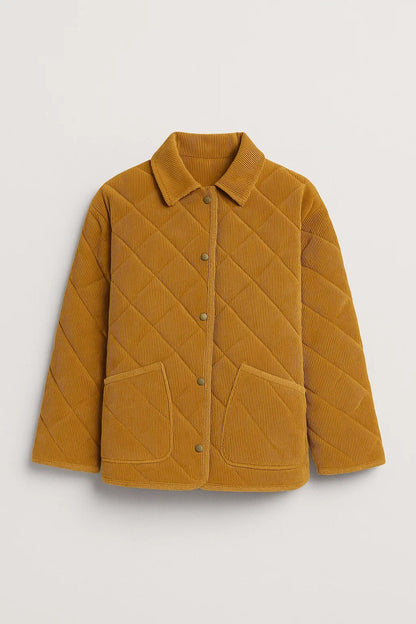 Gewatteerde Jassen Collectie | Damesjack van Ribstof met Drukknoopsluiting | Lichtgewicht en Ademend