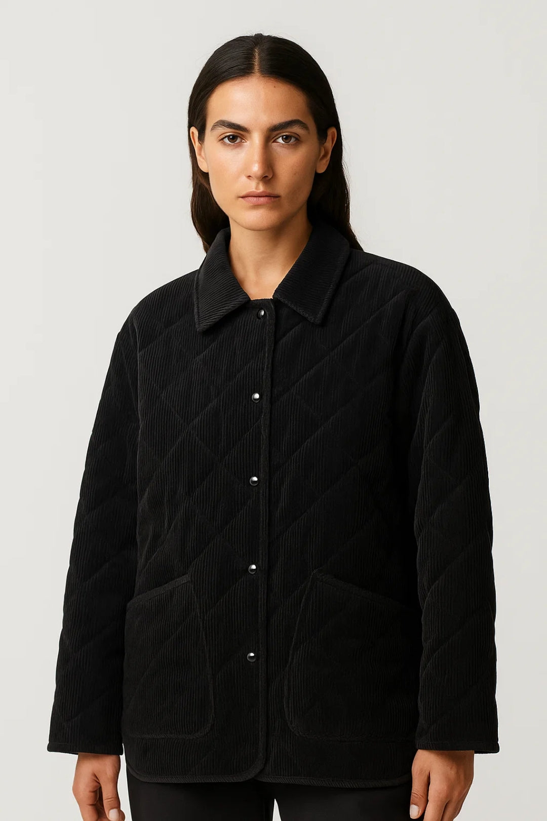 Gewatteerde Jassen Collectie | Damesjack van Ribstof met Drukknoopsluiting | Lichtgewicht en Ademend