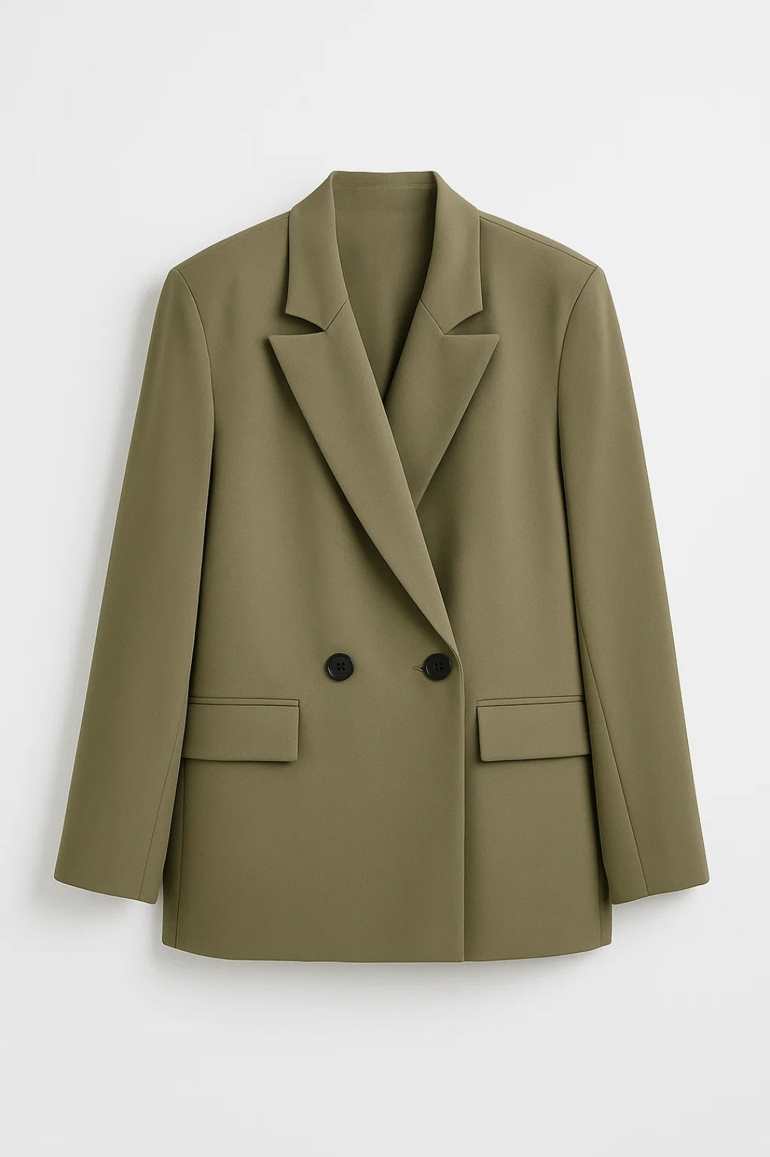 Elegante dubbelrijige blazer | Regular fit | Verkrijgbaar in zwart en olijfgroen