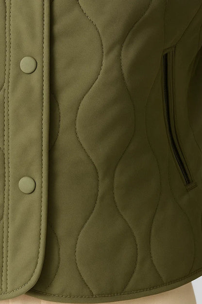 Gewatteerd Kort Jack | Minimalistisch Design | Olijfgroen