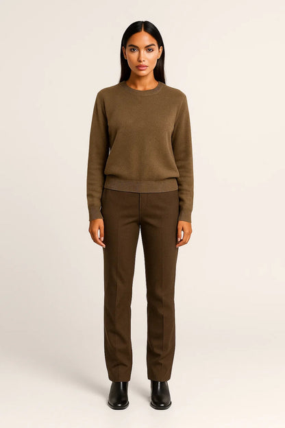 Gebreide Damestrui | Ronde Hals en Geribde Boorden | Zacht en Tijdloos