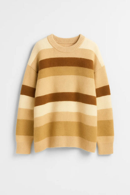 Gestreepte Damestrui | Losvallend Model met Ronde Hals | Zacht en Casual