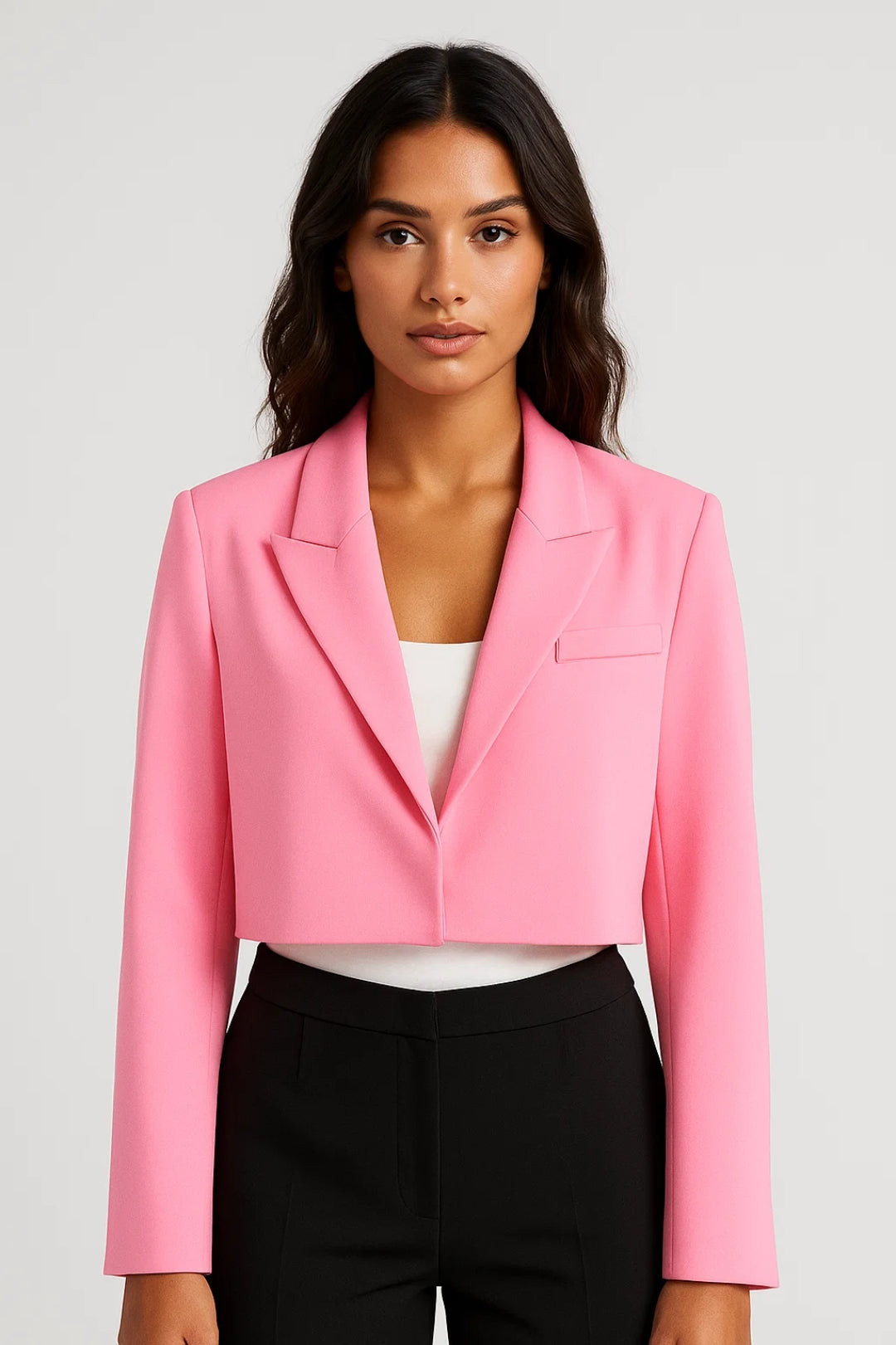 Korte damesblazer | Modern en minimalistisch design | Verkrijgbaar in wit, roze en bruin