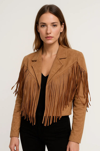 Cropped Damesjas | Westernstijl met Franjes | Speels en Trendy