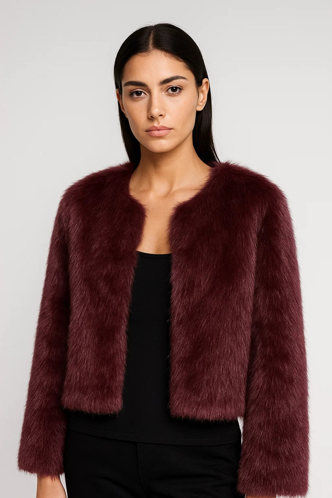 Faux Fur Damesjas | Ronde Halslijn en Rechte Snit | Zacht en Elegant