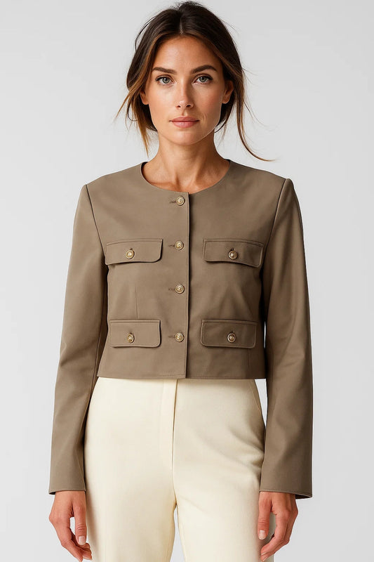 Cropped Blazer | Goudkleurige Knopen