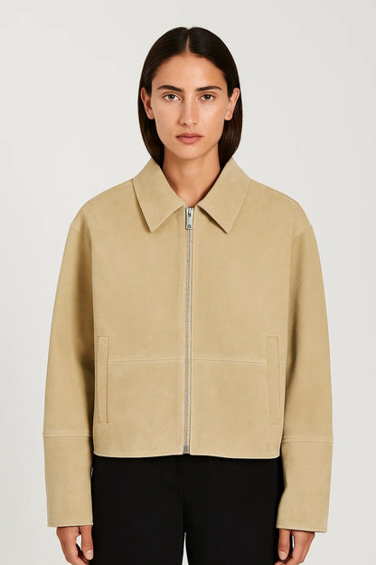 Cropped Damesjas | Rechte Snit met Rits | Minimalistisch en Modern