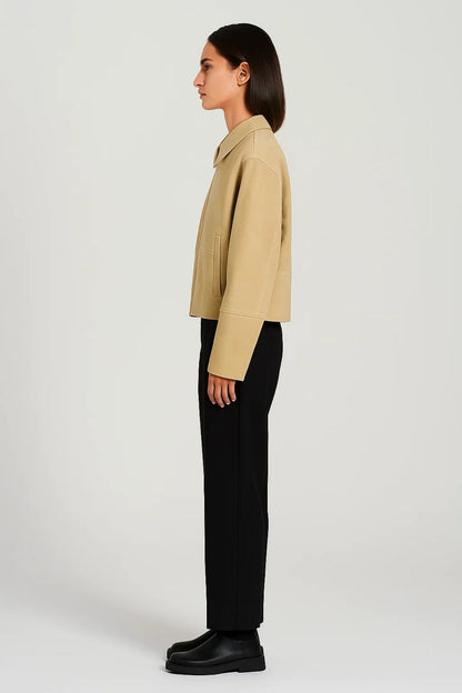 Cropped Damesjas | Rechte Snit met Rits | Minimalistisch en Modern